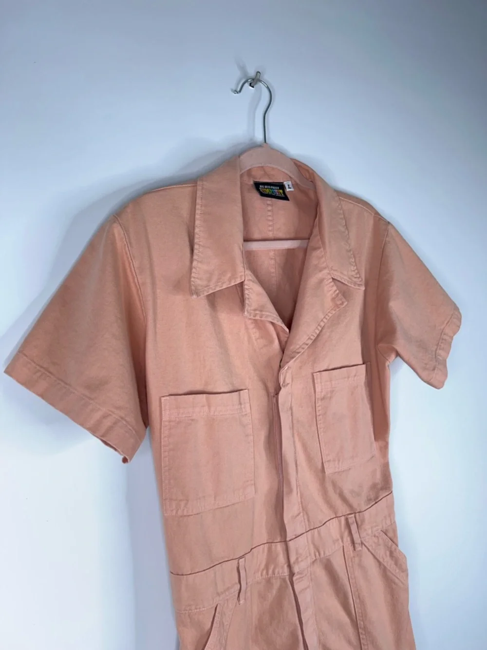 Big Bud Press Peach Short Sleeve Jumpsuit Cotton Twill Utility Size Large - Picture 3 of 15